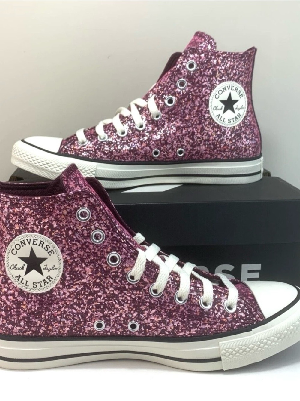 Women’s Converse Chuck Taylor All Star Hi Purple Glitter Shoe A11137C / Size 6.5